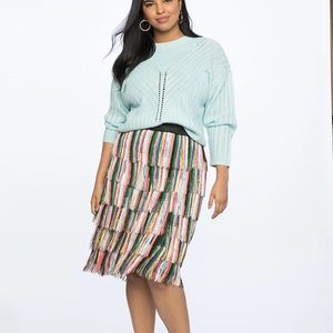 NWT Rainbow Fringe Pencil Skirt